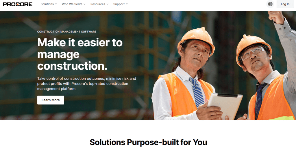 procore website banner