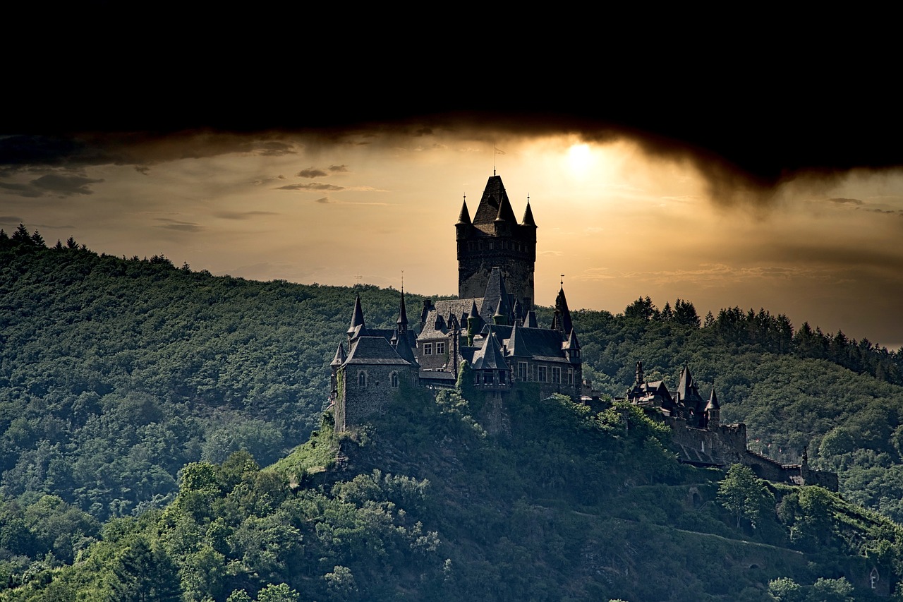 old castle in middle of forest